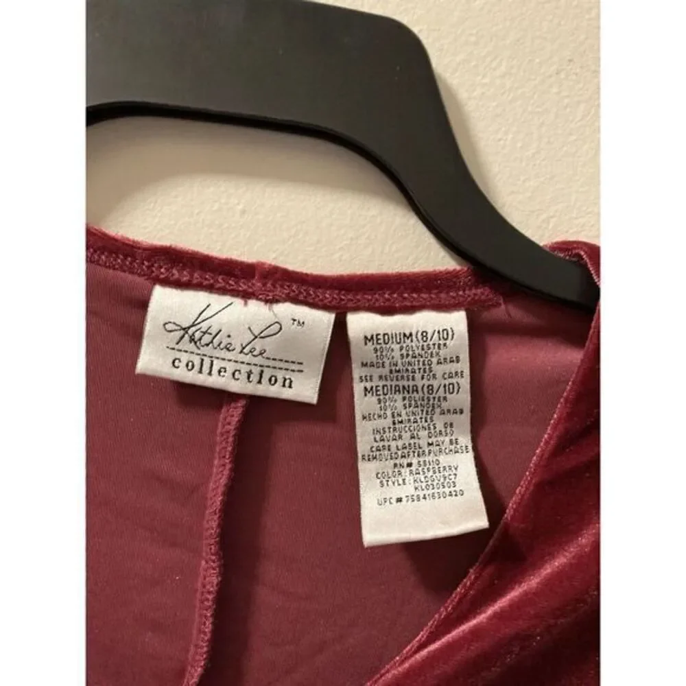 Vintage Velvet Midi Dress Raspberry With Purse Sz‎ M Y2K Fairy Goth Whimsygoth - Picture 3 of 8